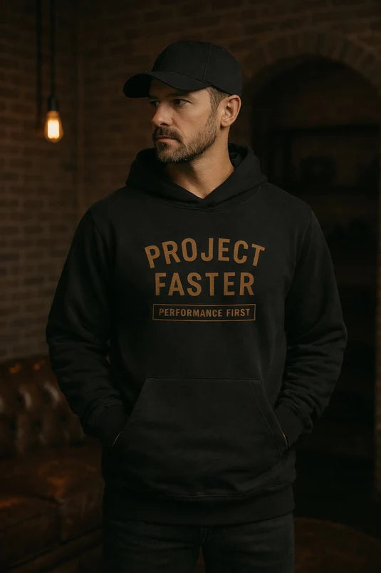 Project Faster | Odin Mfg Hoodie - Embroidered Performance First Logo